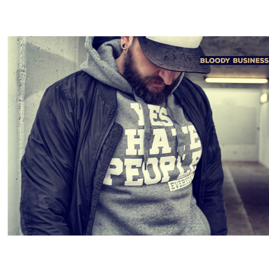 Yes I Hate People Hoodie grau
